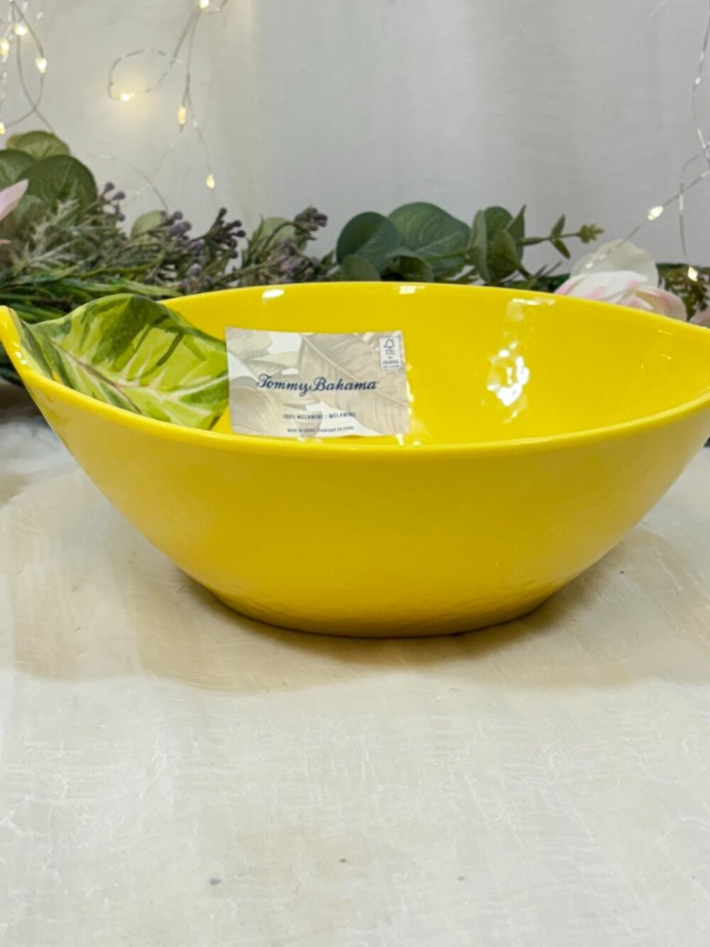 Tommy Bahama Yellow Lemon Shape Melamine Salad Serving Bowl 10” New